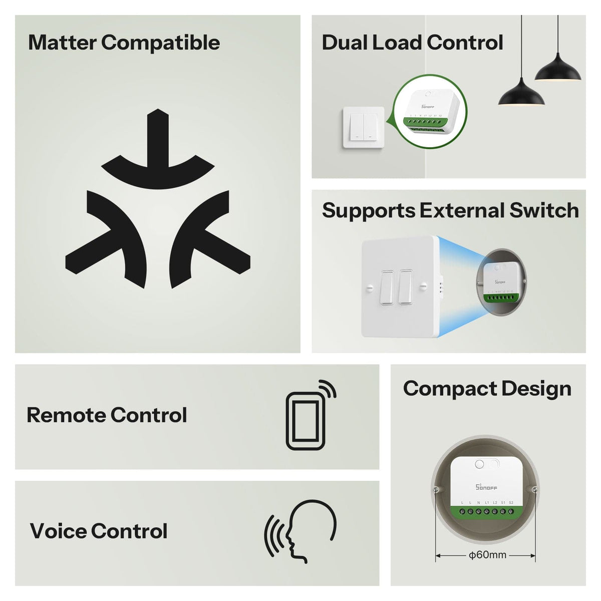 Sonoff-C MINI Matter Wi-Fi Smart Switch (ONE 1-Gang / DUO 2-Gang) | MINI-1GS - متجر نصر