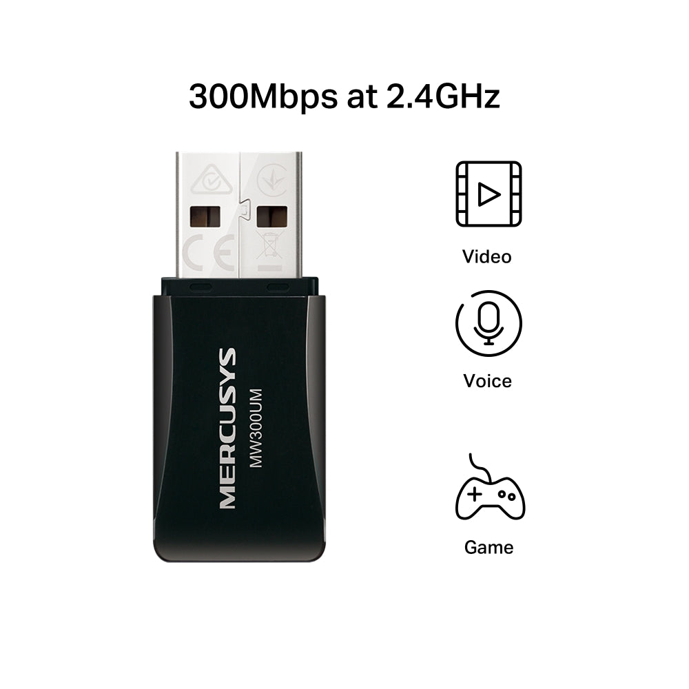 Mercusys® N300 Wi-Fi 4 Wireless Mini USB Adapter | MW300UM - متجر نصر