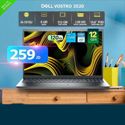 Dell Vostro 3520 Core i3 12th + SSD 512GB  8GB RAM 120Hz