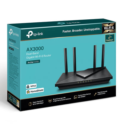 TP-Link AX3000 Dual-Band Gigabit Wi-Fi 6 Router, USB | Archer AX55 متجر نصر