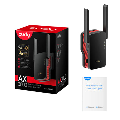 موسع نطاق شبكة واي فاي 6 شبكي ثنائي النطاق بسرعة AX3000 من Cudy RE3000 مع منفذ جيجابت