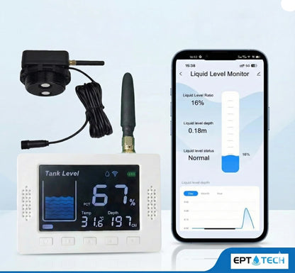 Wireless Tank Level Meter | WiFi Screen + RF Sensor | External Antenna | Stainless Sensor | New Model | EPTech.WiFi.RF.Plus متجر نصر