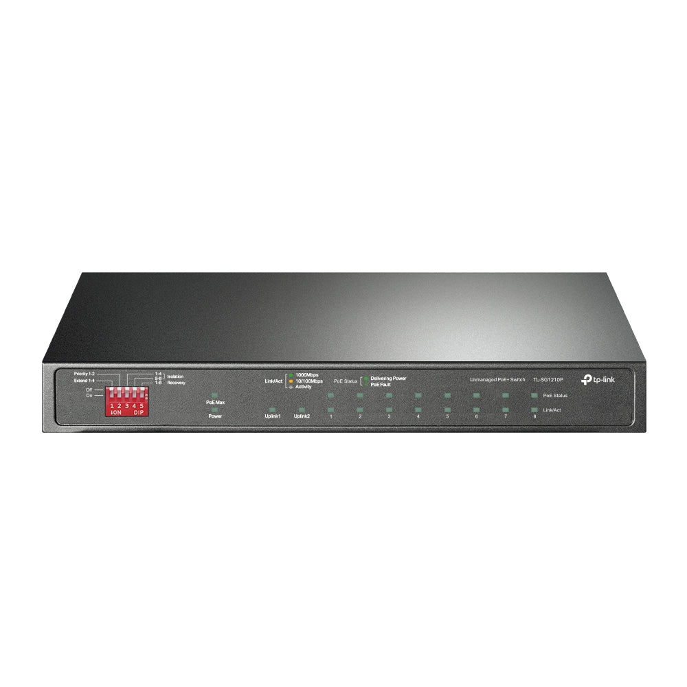 سويتش TP-Link جيجابت مكتبي بـ 10 منافذ مع 8 منافذ PoE+ ومنفذ SFP بقدرة 63 واط | TL-SG1210P - متجر نصر