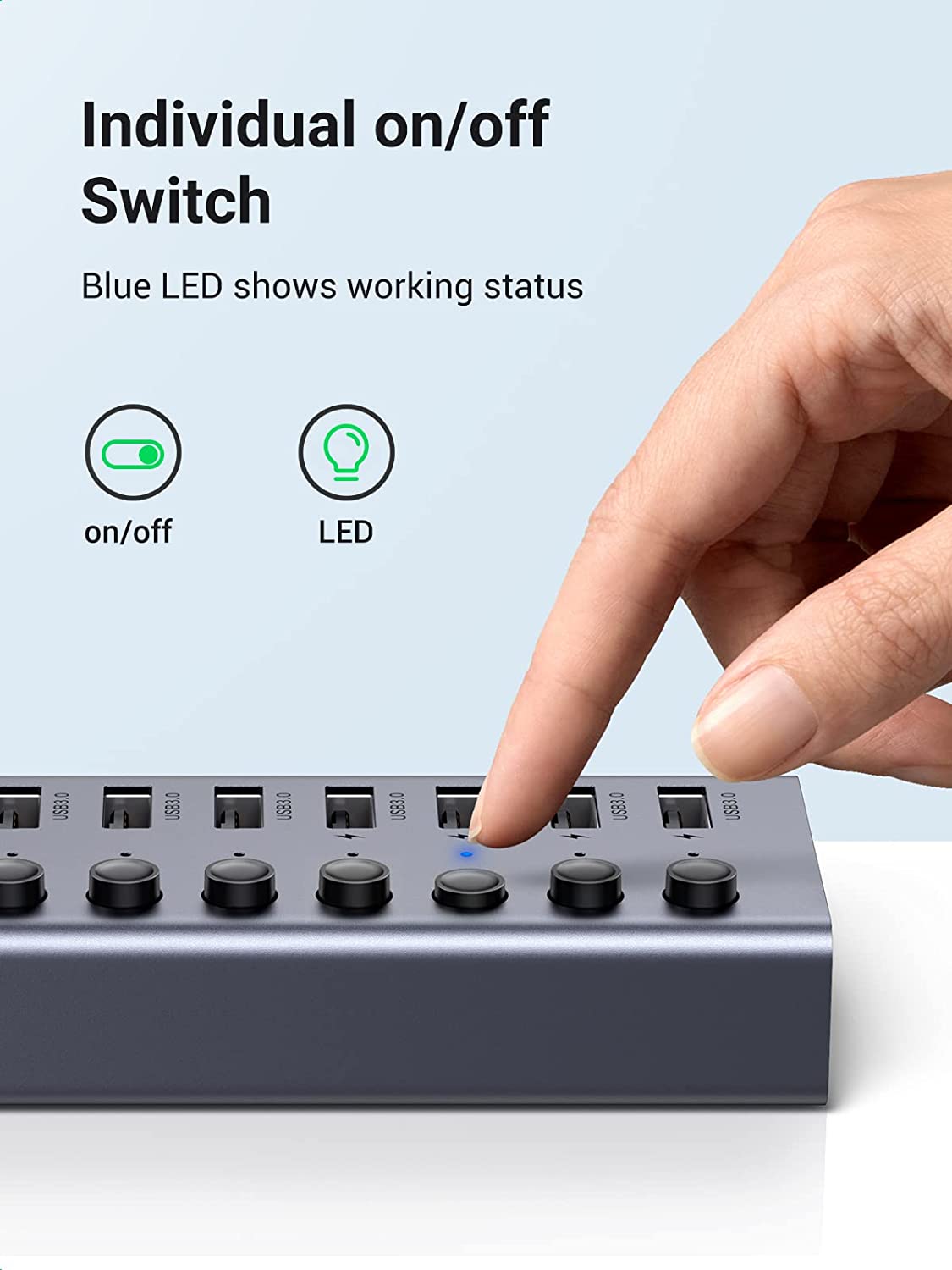 UGREEN USB-C to 7-Port USB-A 3.0 Hub DC 12V EU / 90307