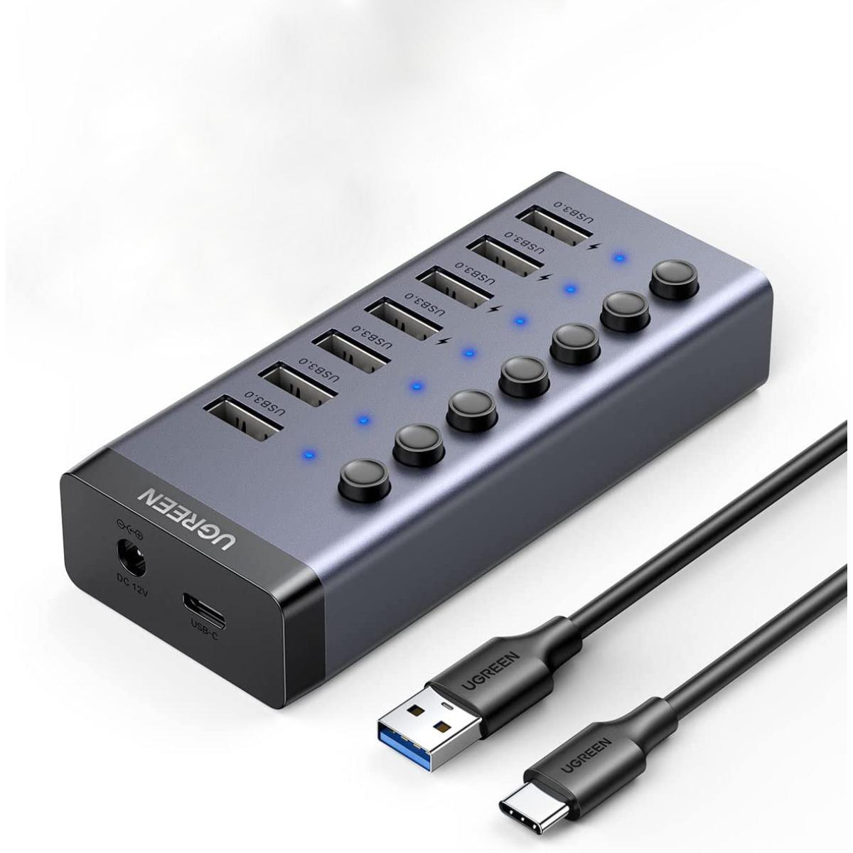 UGREEN USB-C to 7-Port USB-A 3.0 Hub DC 12V EU / 90307