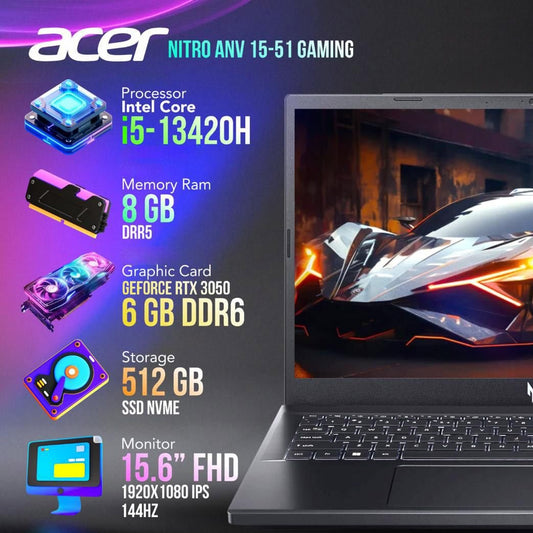 Acer Nitro ANV15  i5 /RTX 3050 8GB RAM