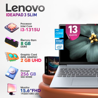 Lenovo IdeaPad 3 Slim | Core i3 | 8GB RAM | 256GB SSD متجر نصر