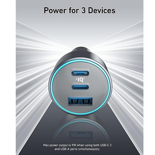 Anker 335 Car Charger 67W 2 USB-C + USB-A – Black متجر نصر