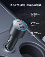 Anker Mobile Phone Accessories Anker Car Charger | Nano Car Charger 167.5W | 3 Ports | High-Speed Power Delivery