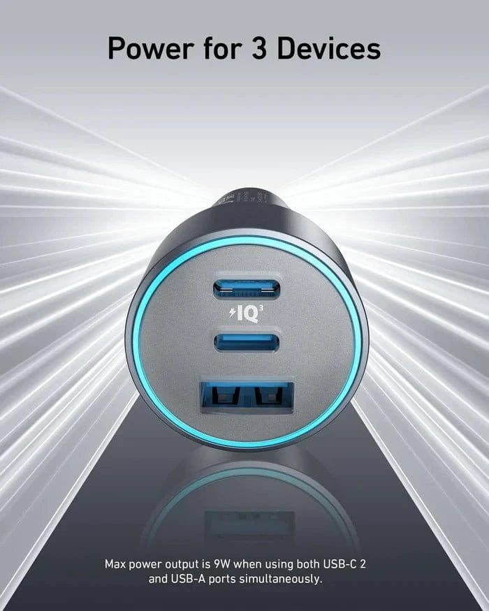 Anker Car Charger | Nano Car Charger 167.5W | 3 Ports | High-Speed Power Delivery - متجر نصر