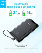 Anker Mobile Phone Accessories Anker Power Bank | Zolo Power Bank 20,000mAh | 22.5W | Built-In 90° USB-C Cable