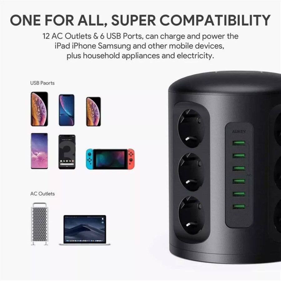 وصلة كهرباء متعددة المنافذ والوظائف | AUKEY PowerHub XL - متجر نصر