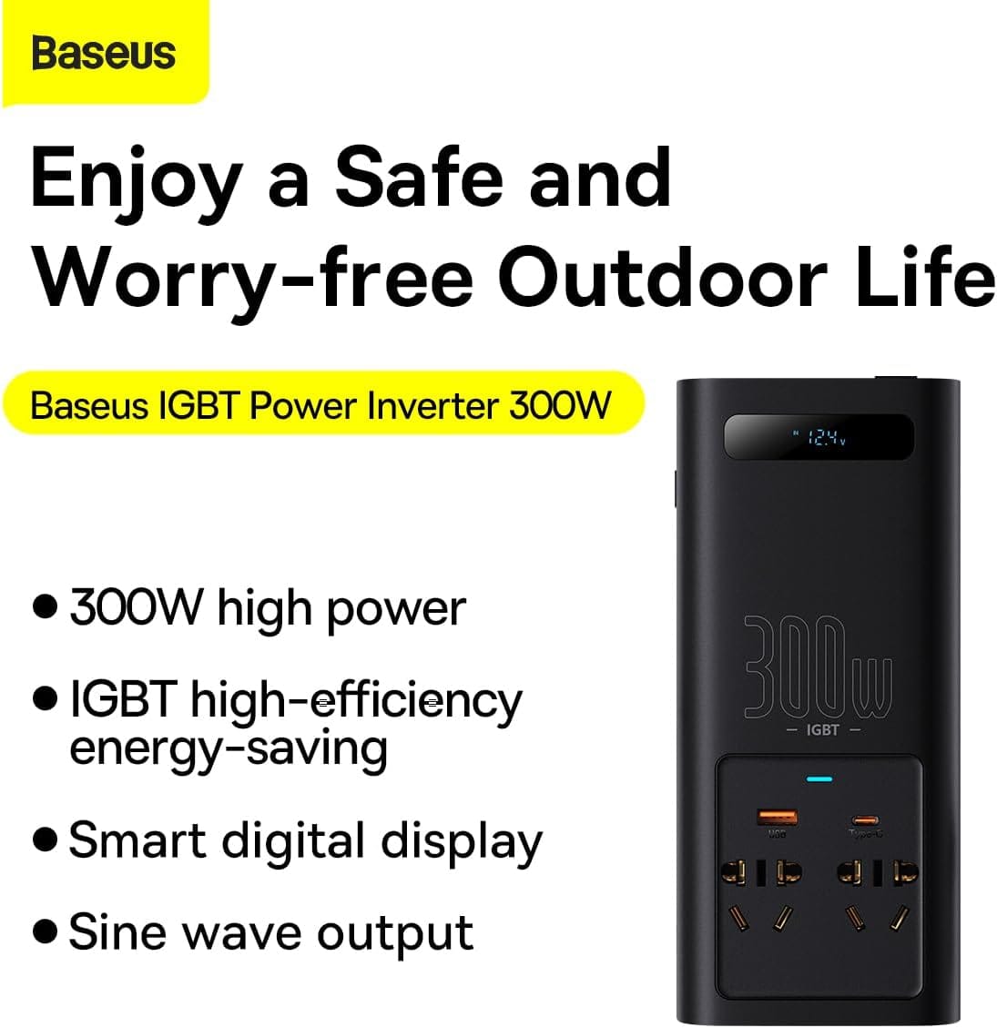 محول طاقة Baseus IGBT 300 وات (220 فولت صيني/أوروبي) - متجر نصر