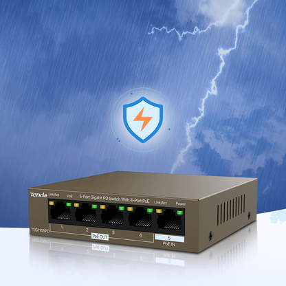 Tenda 5-Port Gigabit PD Switch With 4-Port PoE (Powered By POE Uplink) /TEG1105PD متجر نصر