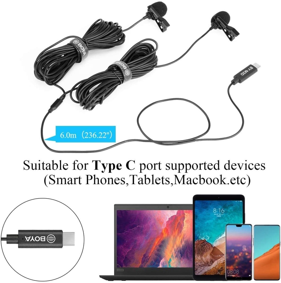 BOYA BY-M3D Dual lapel USB Type-C Microphone - متجر نصر
