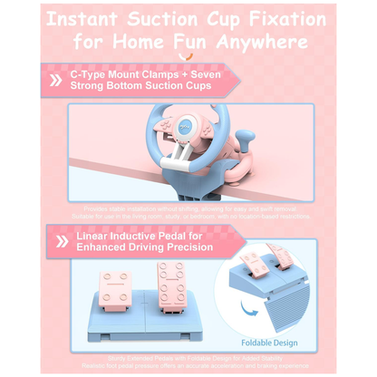 PXN V3 Pro Games Steering Wheel | (Blue & Pink - Cyan & Yellow) متجر نصر