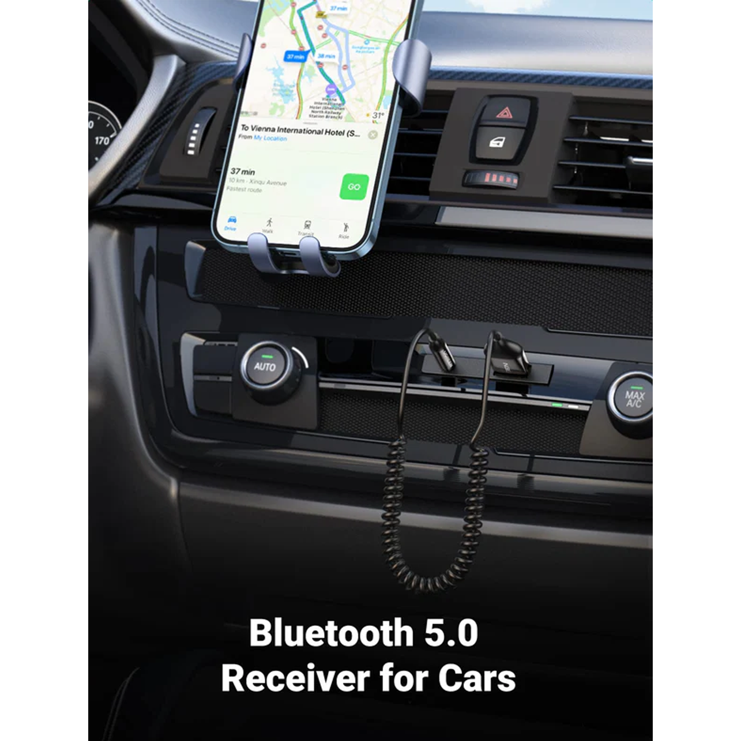 UGREEN Car Bluetooth 5.0 Receiver Audio Adapter Black(5.0) / 70601 متجر نصر