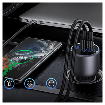 UGREEN 130W Dual Type-C & 1x USB Ports Metal Car Charger / - 35025 متجر نصر