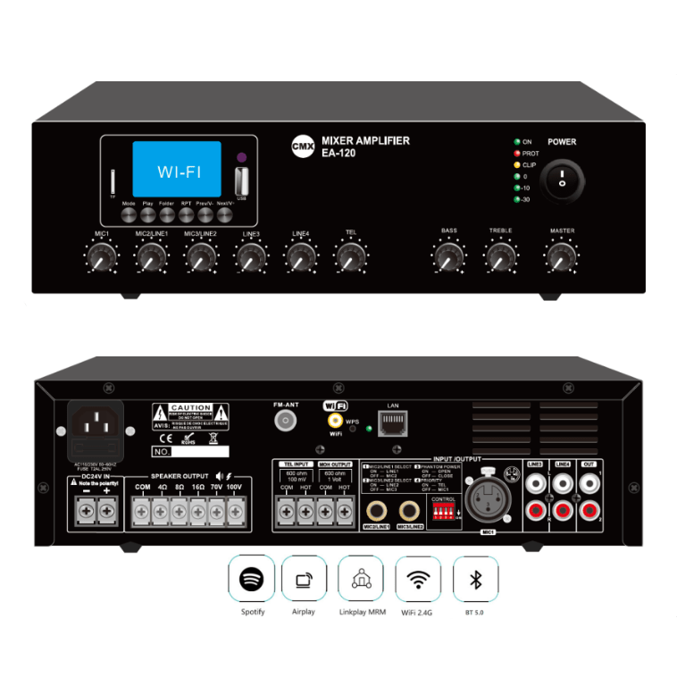 CMX EA-60W Mixer Amplifier | 60W Wi-Fi Bluetooth PA Amplifier - متجر نصر