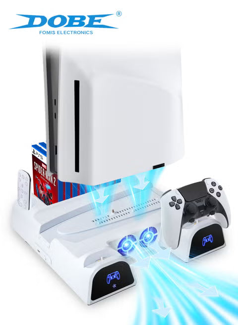 DOBE PS5 Slim Cooling Stand & Charging Dock | Multi-Function Station with Dual Controller Charging & Game Storage - متجر نصر