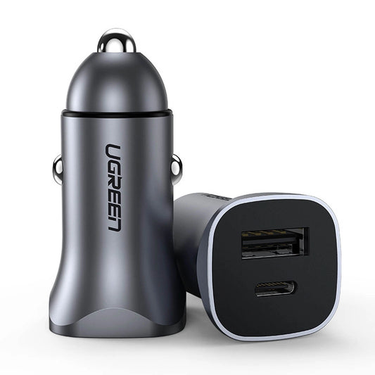 Ugreen fast car charger USB-A / USB-C 30W PD PPS gray / 40858