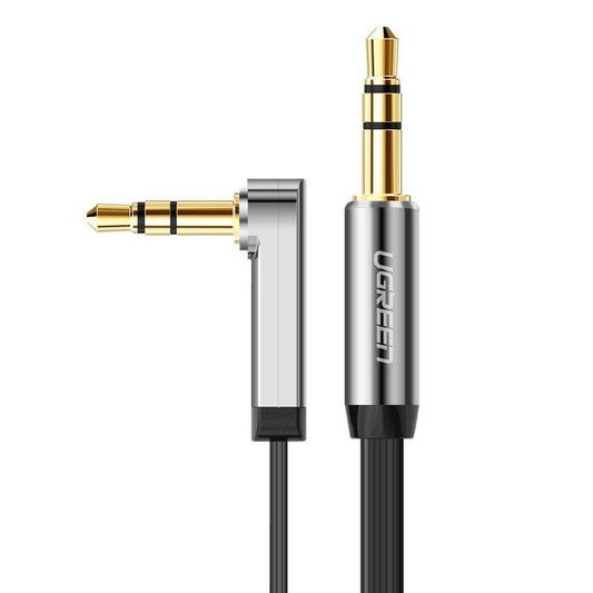 UGREEN Flat Angled Cable AUX Audio Cable 3.5 mm Mini Jack 0.5 m (Black) /AV119 متجر نصر