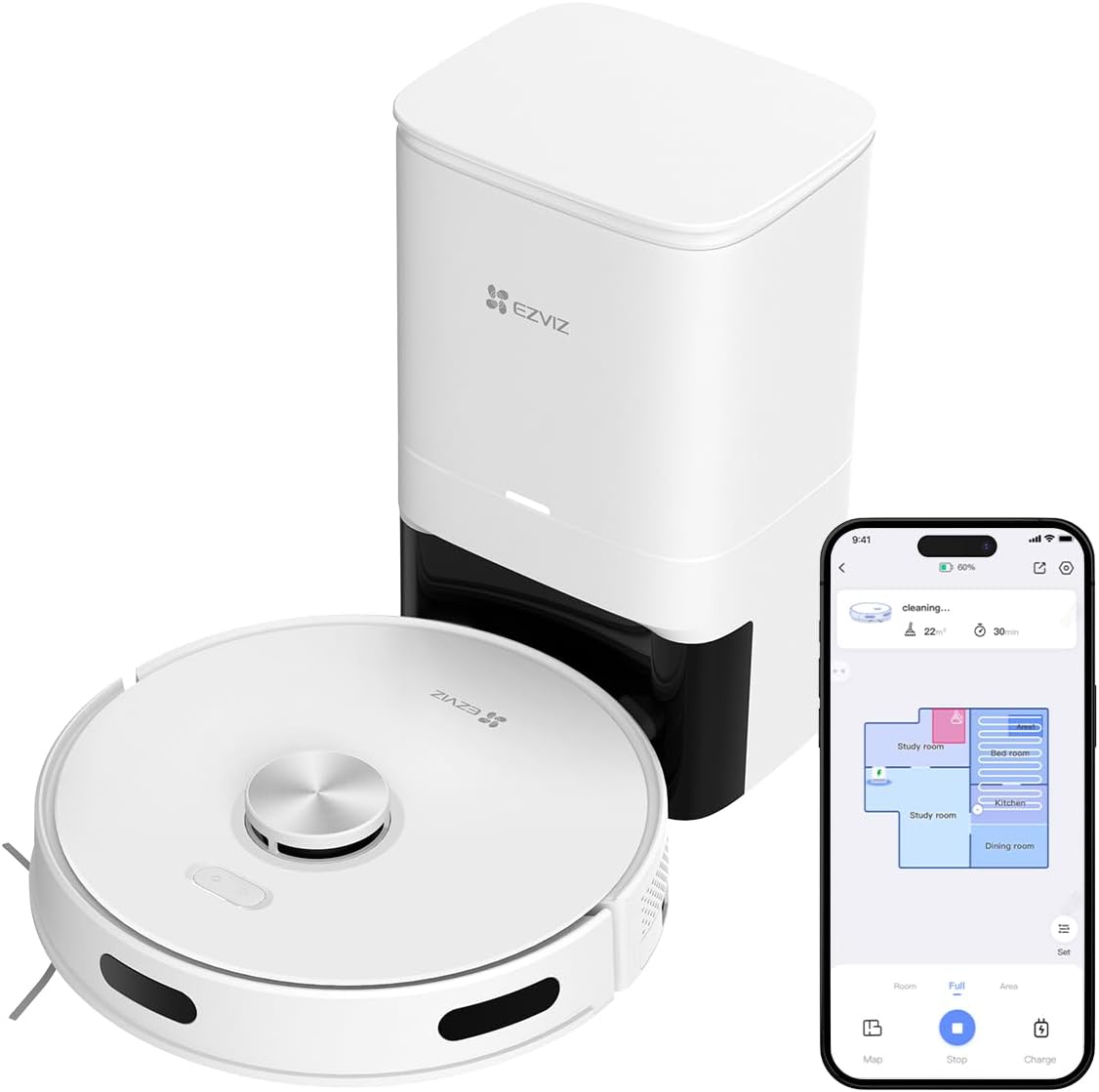EZVIZ RE5 Plus Robot Vacuum & Mop with 4L Self Emptying Station - متجر نصر