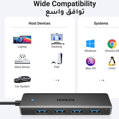 UGREEN USB 3.0 Hub 4 Ports USB A Splitter Ultra-Slim USB Expander / 25851 متجر نصر