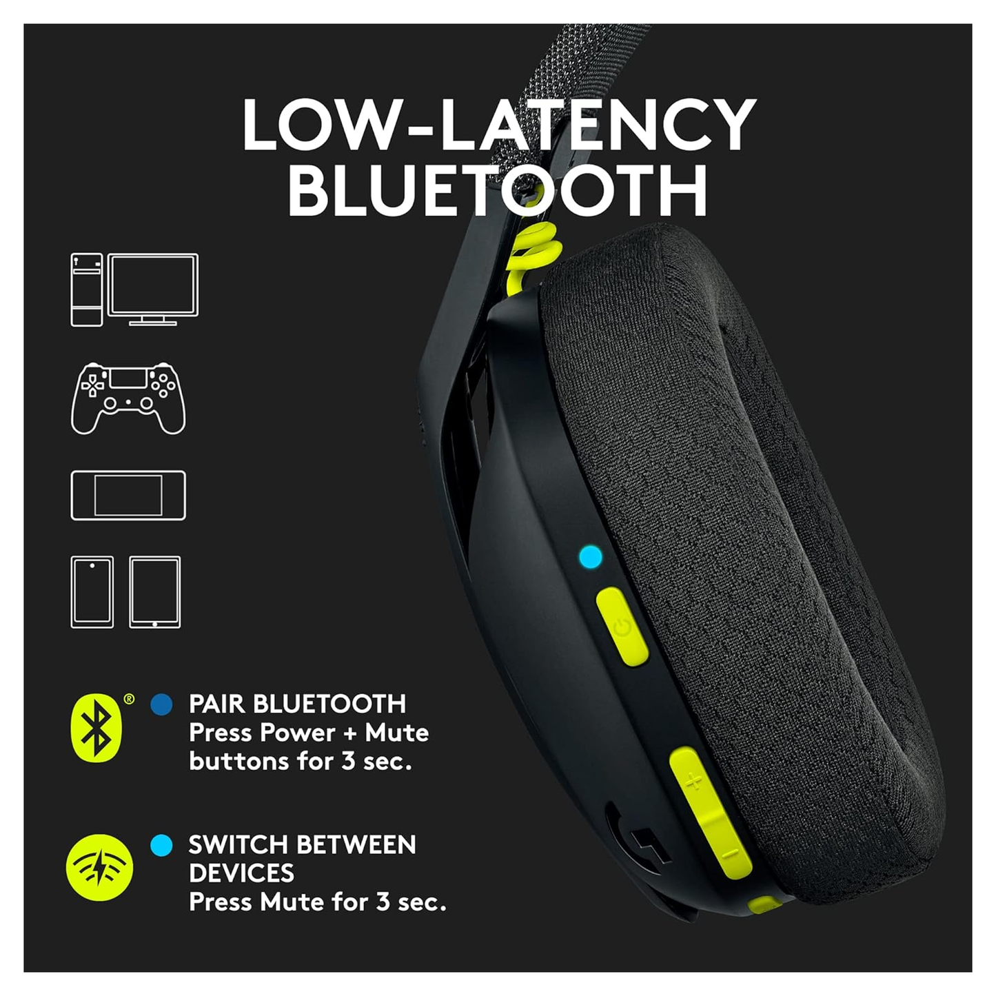 Logitech G435 LightSpeed Over Ear Wireless Gaming Headset متجر نصر