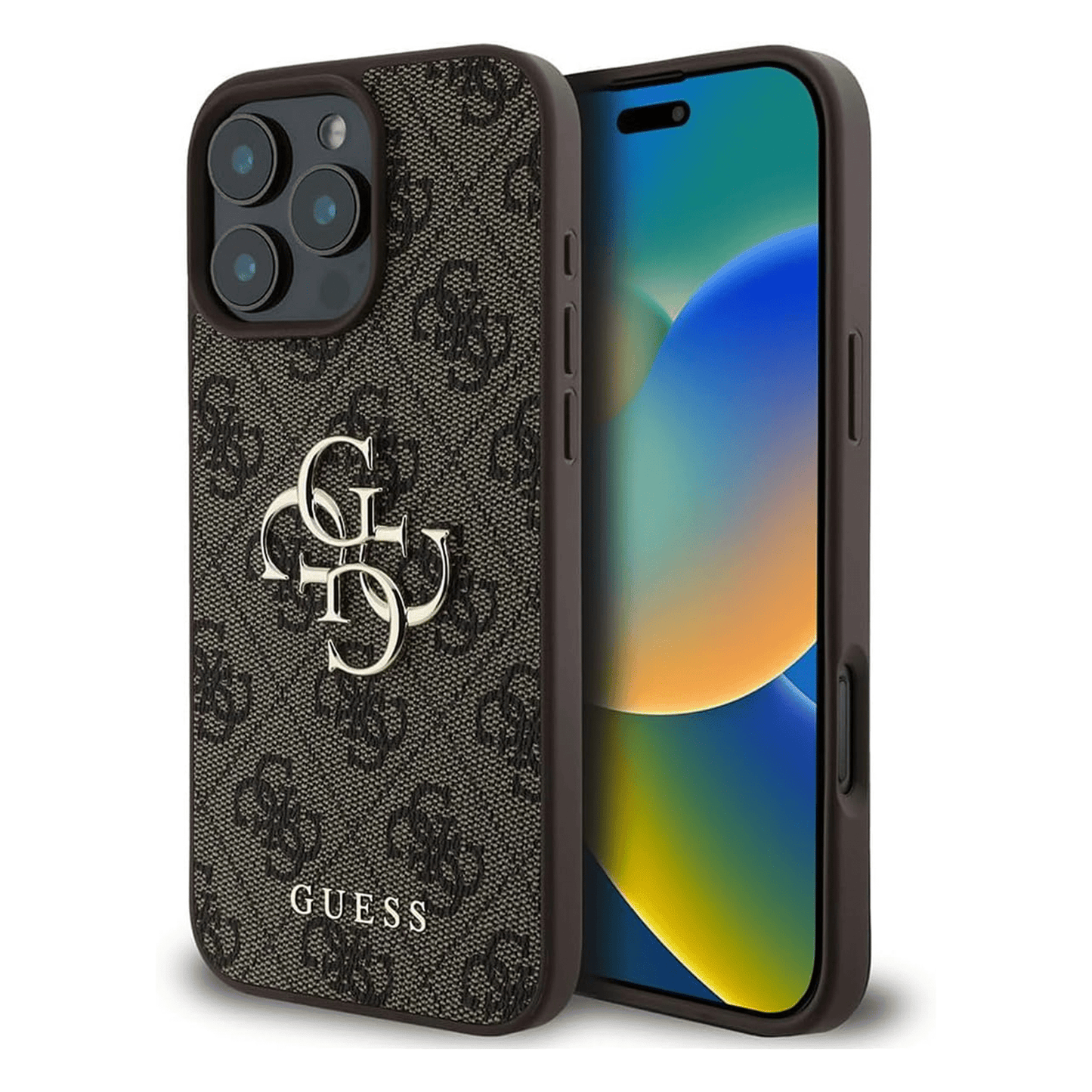 GUESS MagSafe 4G PU Leather Case for iPhone 16 Pro Max - Brown - متجر نصر