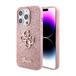 GUESS Mobile Phone Accessories Pink Guess PU Fixed Glitter 4G Metal Logo Case | iphone 16 Pro Max | Multi Color