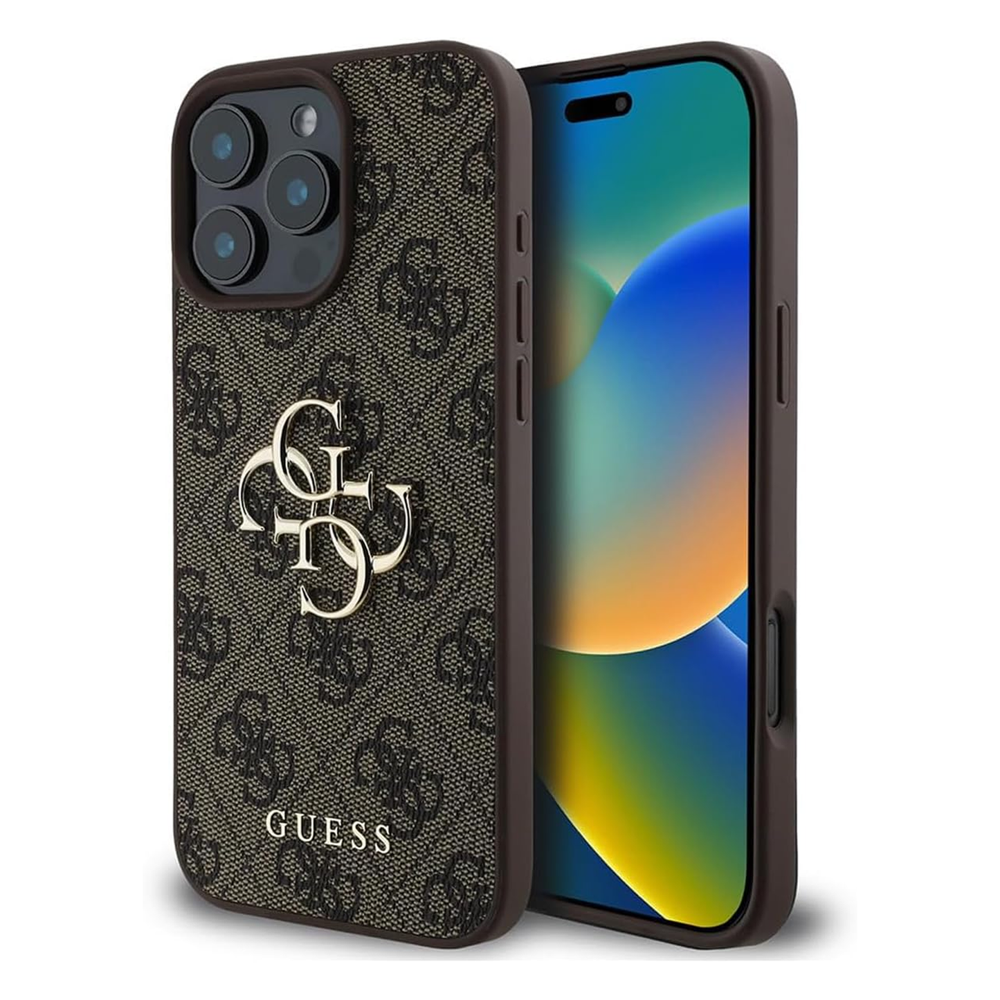 GUESS MagSafe 4G PU Leather Case for iPhone 16 Pro Max - Brown - متجر نصر