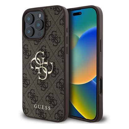GUESS MagSafe 4G PU Leather Case for iPhone 16 Pro Max - Brown
