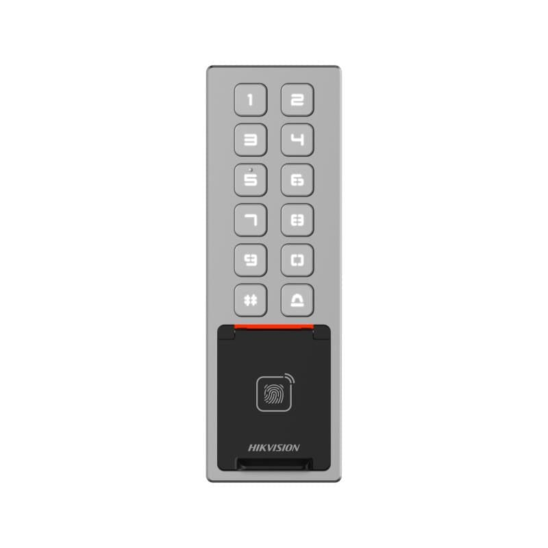 Hikvision DS-K1T805MBFWX | جهاز تحكم بالدخول ببصمة الإصبع و والكروت والارقام للاستخدام الخارجي - متجر نصر