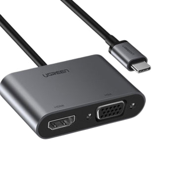 UGREEN USB-C to HDMI + VGA Adapter with PD (Space Gray) (simultaneously use)|50505 متجر نصر