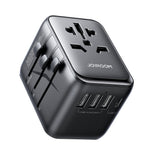 JOYROOM Mobile Phone Accessories Black JOYROOM-C 17W Universal Travel Adapter, 3 USB-A + 1 USB-C + AC Socket, US/UK/EU/AU Plugs Black | JR-TCW01