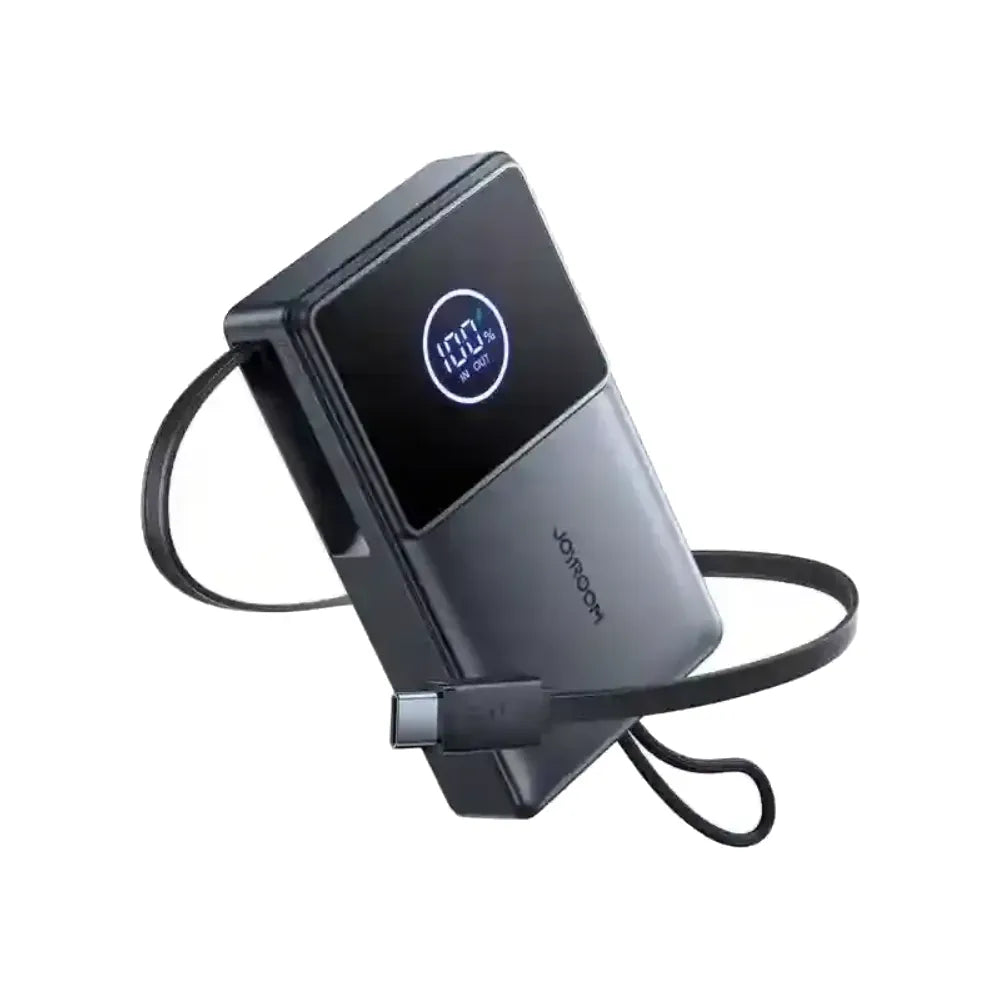 JOYROOM-C Elva 10000mAh 22.5W Power Bank with 70cm Retractable USB-C Cable & LED Display Black | JR-PR1 - متجر نصر