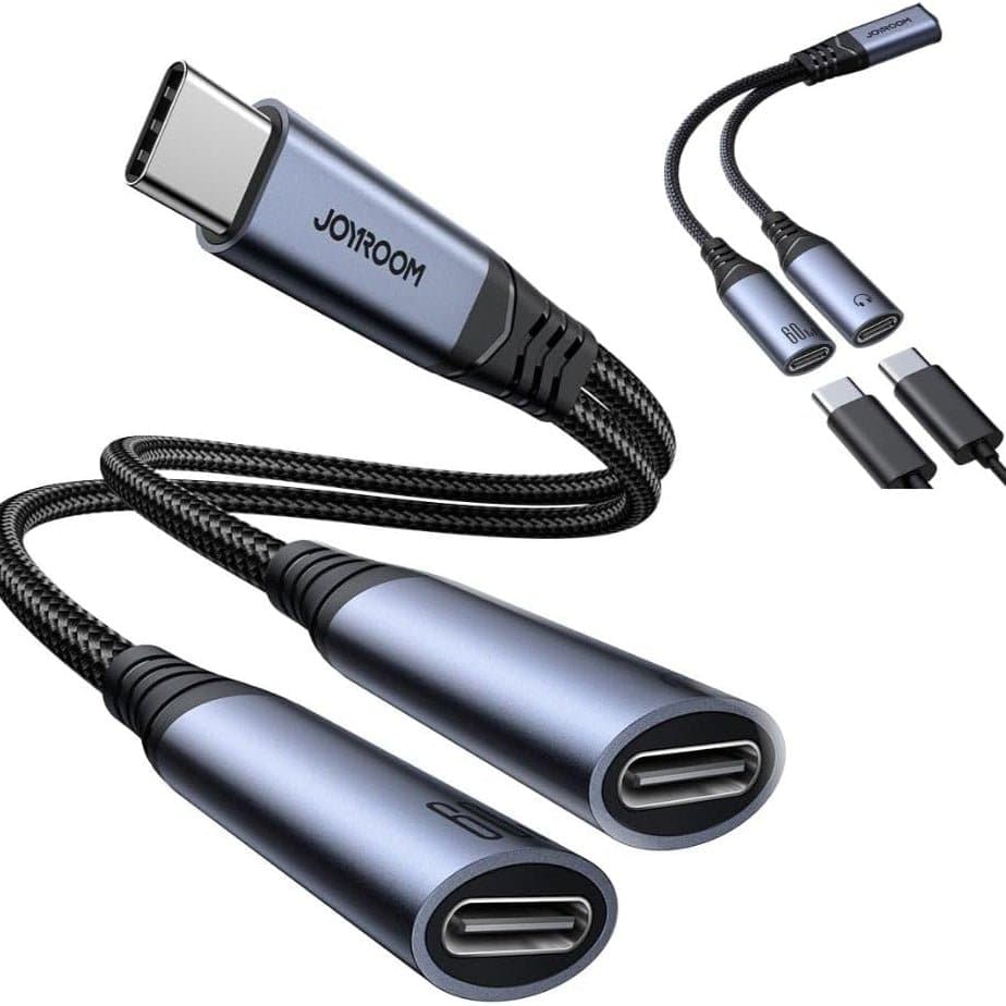 محول الصوت 2 في 1 من سلسلة JOYROOM Audio-Transfer (من النوع C إلى منفذي Type-C) - SY-C03 - متجر نصر