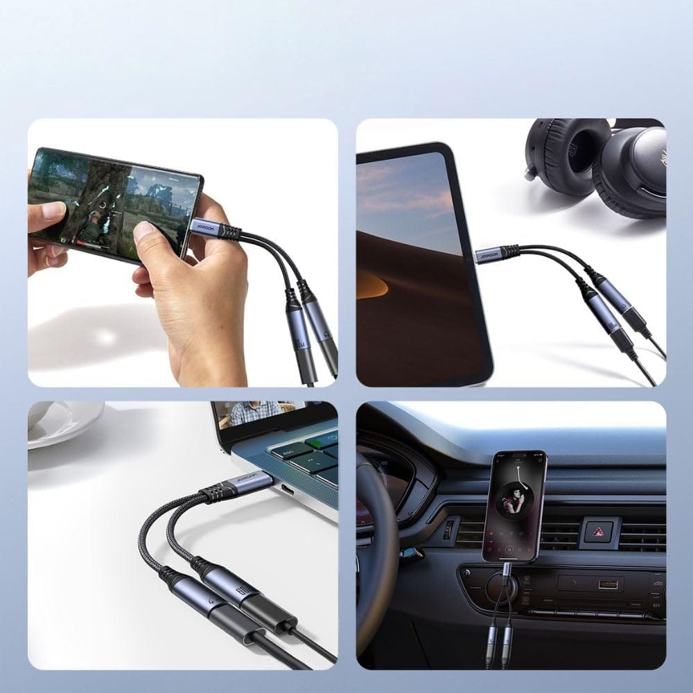 محول الصوت 2 في 1 من سلسلة JOYROOM Audio-Transfer (من النوع C إلى منفذي Type-C) - SY-C03 - متجر نصر