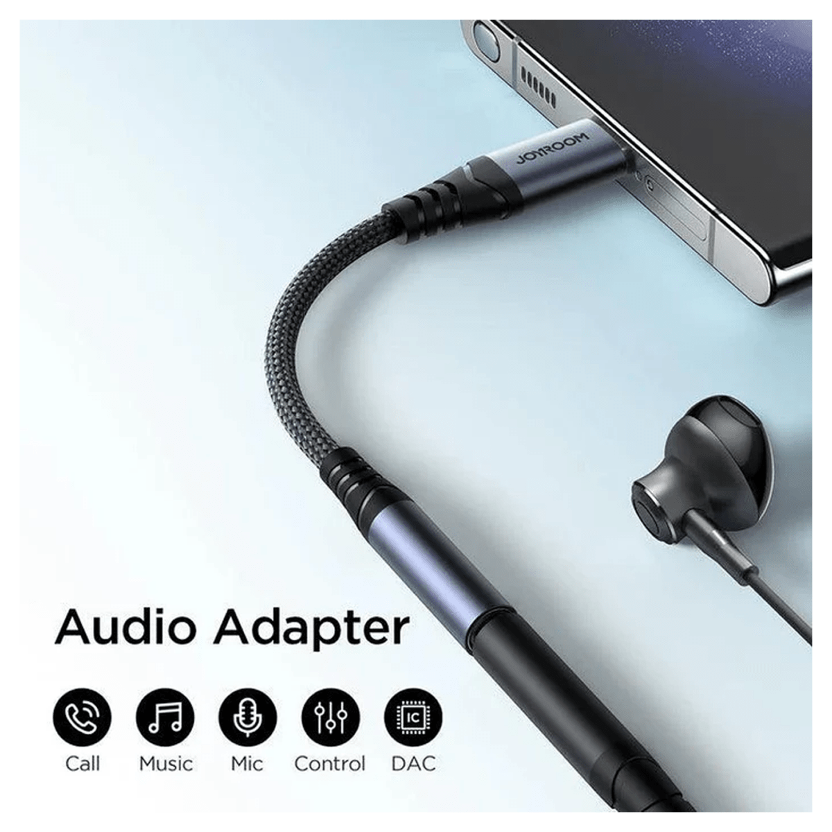محول صوت سلسلة JOYROOM Audio-Transfer (من النوع C إلى 3.5 مم) - أسود/ SY-C01 - متجر نصر
