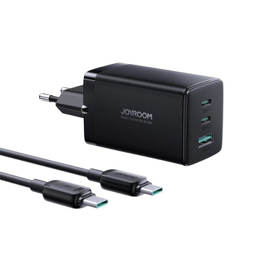 JOYROOM Mobile Phone Accessories Joyroom fast GaN charger 65W USB-A, 2x USB-C black + USB-C - USB-C cable 100W 1.2m (TCG01)
