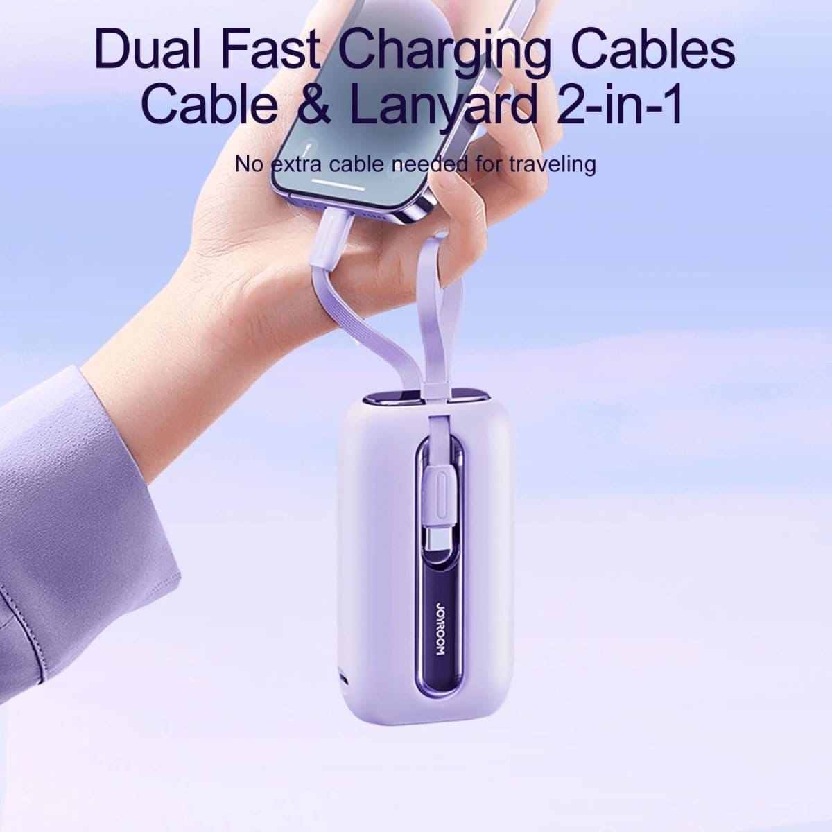 JOYROOM Mini Power Bank 22.5W 10000mAh with Dual Cables (Purple) / JR-L012 - متجر نصر