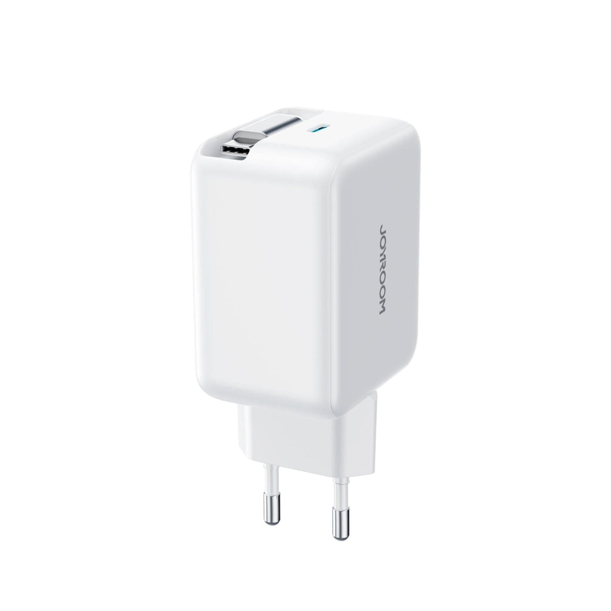 JOYROOM-C 67W GaN Fast Charger with Built-in Retractable USB-C Cable + USB-C Port, EU Foldable Plug White | JR-TCL06 - متجر نصر