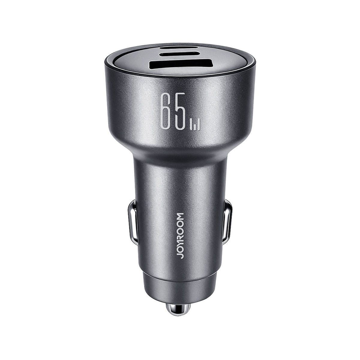 شاحن سيارة سريع JOYROOM بقوة 65W و3 منافذ، 2x USB-C + 1x USB-A، PD 35W، QC 3.0، رمادي داكن | JR-CCN19 - متجر نصر