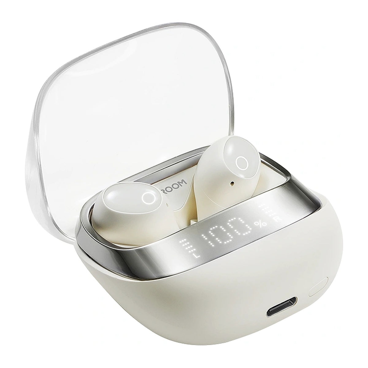 سماعات JOYROOM Jdots لاسلكية بالكامل مع علبة شحن بشاشة رقمية ذكية HD، Bluetooth 5.3، مدة تشغيل إجمالية 42 ساعة | JR-DB2 - متجر نصر