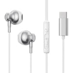 JOYROOM USB-C Wired Earphones, Digital Type-C, 10mm Drivers, 3-Button Remote with Mic, Metal Half In-Ear, 1.2m with PU Case | JR-EC07