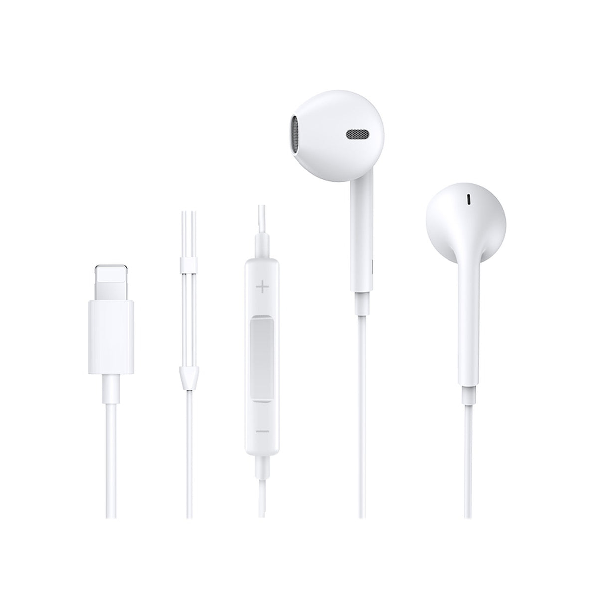 JOYROOM® Ben Series Lightning Wired Earphones, Digital Decoding, 3-Button Remote with Mic, Semi-In-Ear White | JR-EP3 - متجر نصر