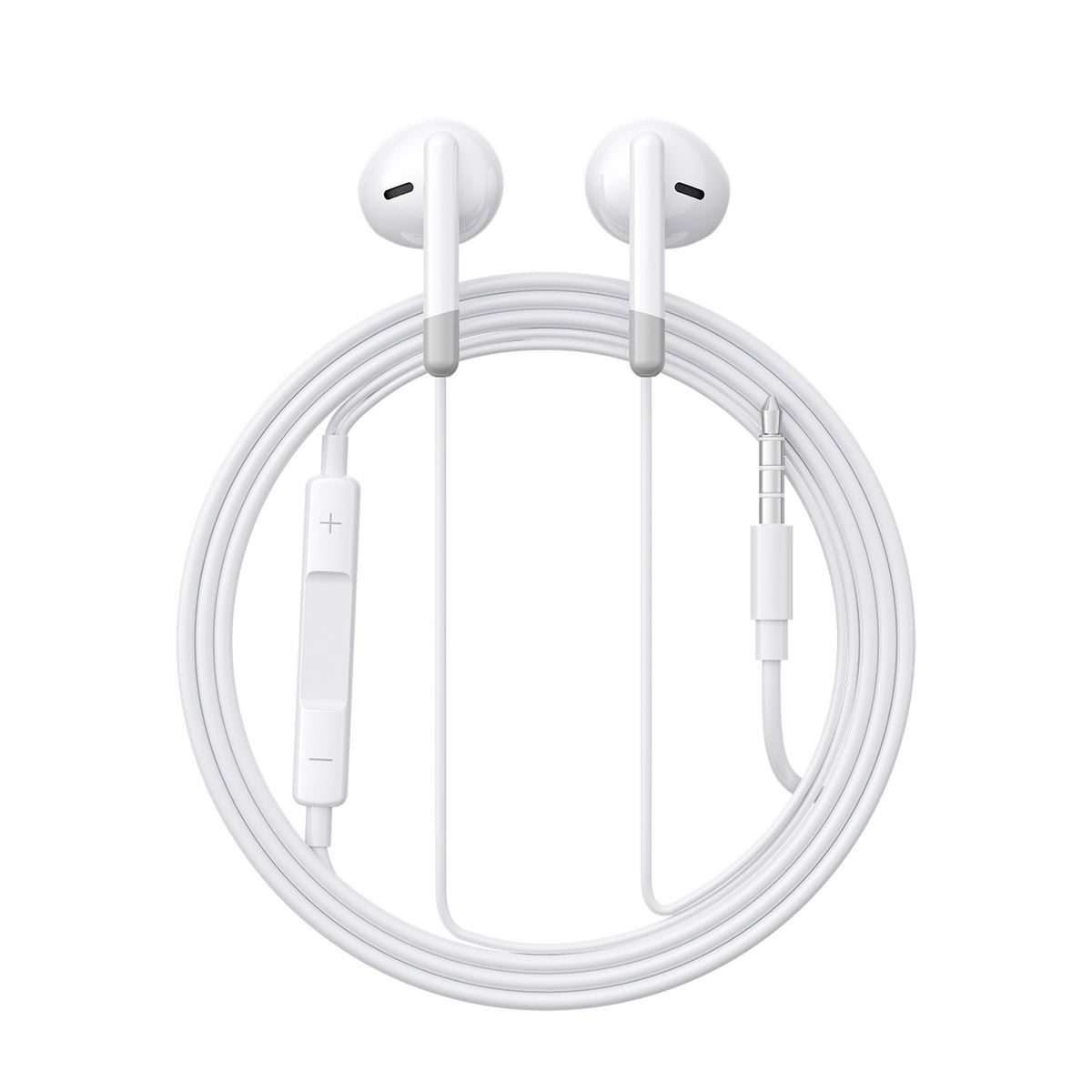 JOYROOM® 3.5mm Wired Earphones, 14.2mm Drivers, 3-Button Remote with Mic, Half In-Ear, 1.2m TPE Cable White | JR-EW01 - متجر نصر