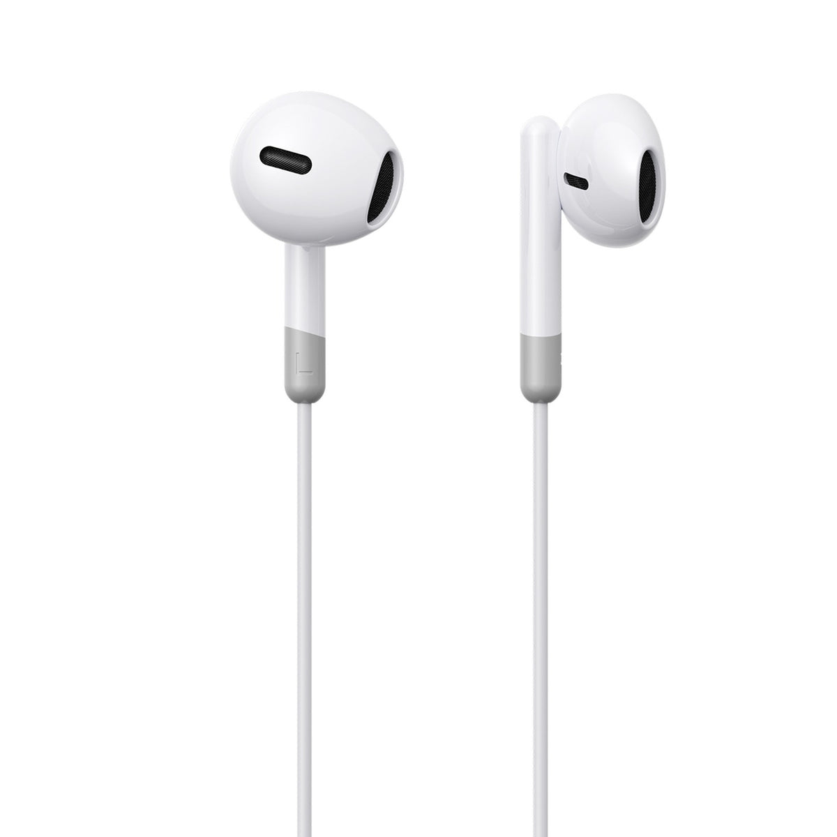JOYROOM® 3.5mm Wired Earphones, 14.2mm Drivers, 3-Button Remote with Mic, Half In-Ear, 1.2m TPE Cable White | JR-EW01 - متجر نصر