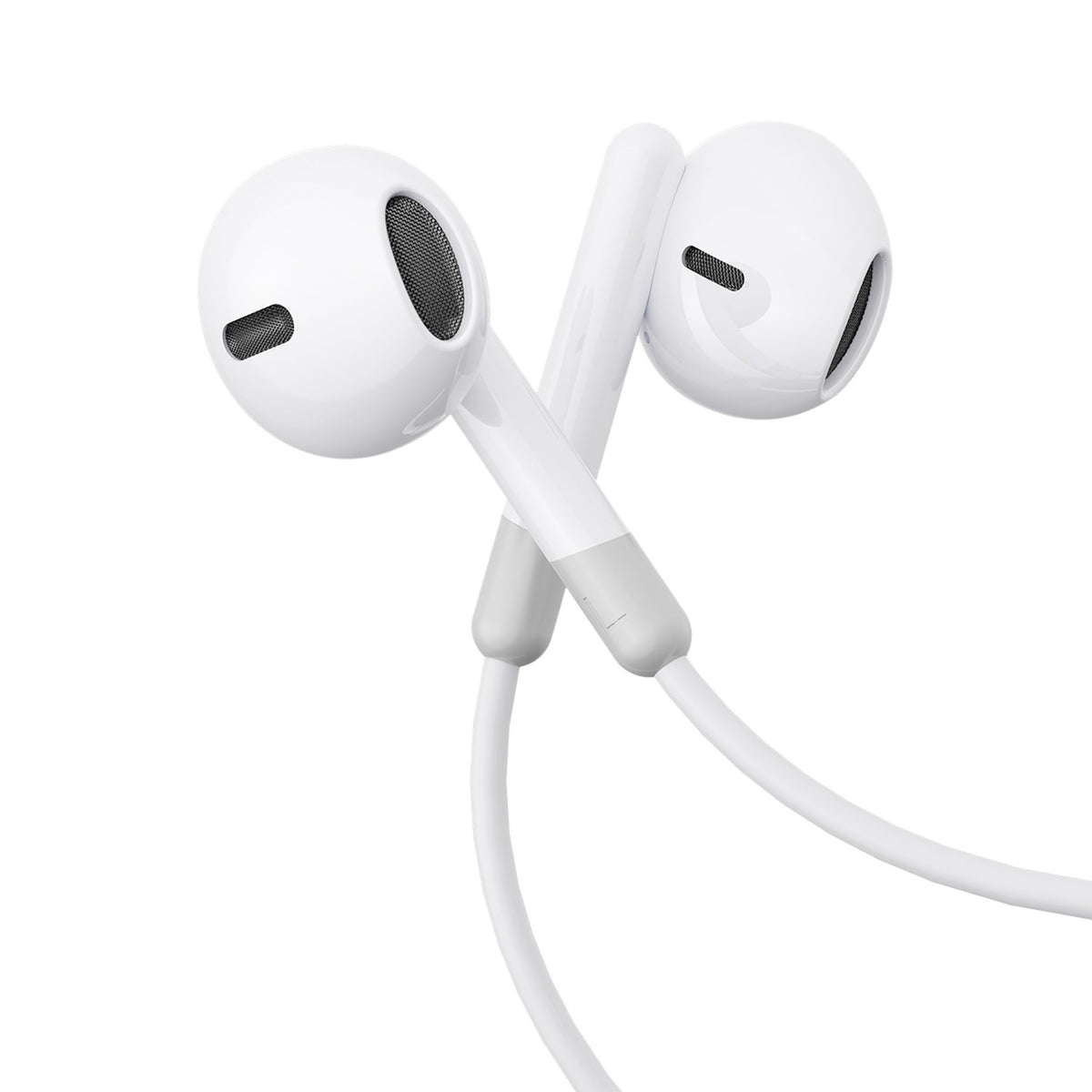 JOYROOM® 3.5mm Wired Earphones, 14.2mm Drivers, 3-Button Remote with Mic, Half In-Ear, 1.2m TPE Cable White | JR-EW01 - متجر نصر